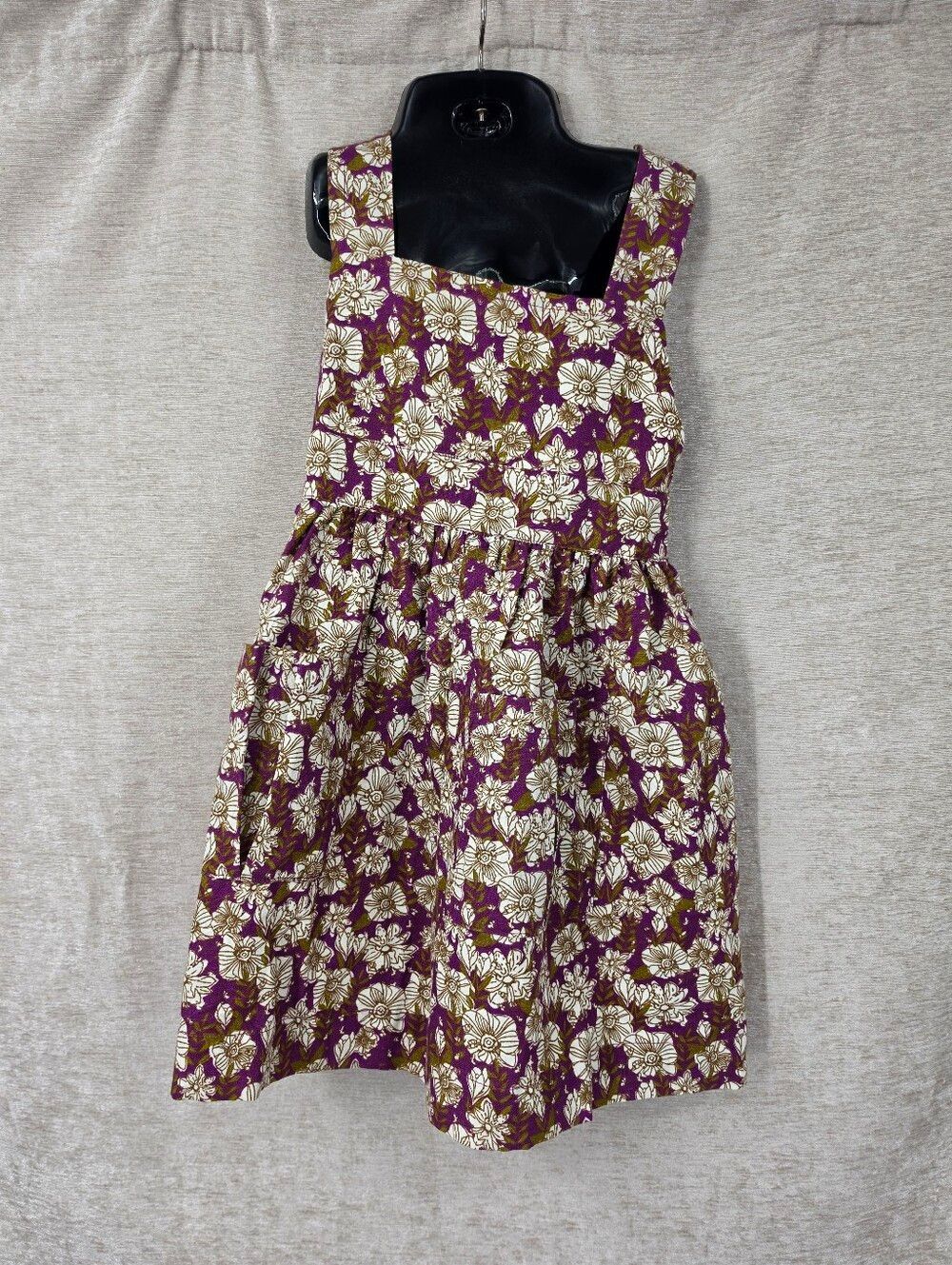 MILKBARN Purple Floral Organic Linen & Cotton Pinafore Apron
